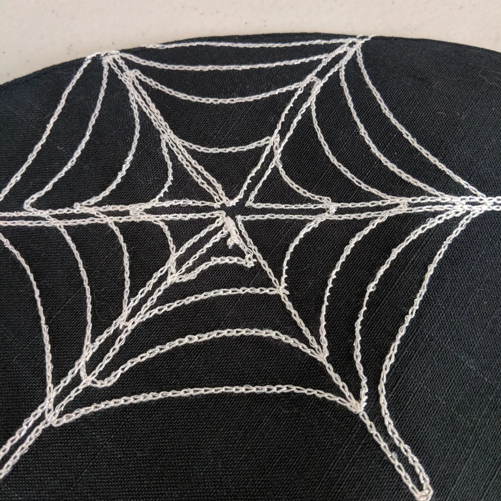 Halloween Elegant Spooky Black White Placemats  Spiders Webs Bats Decor